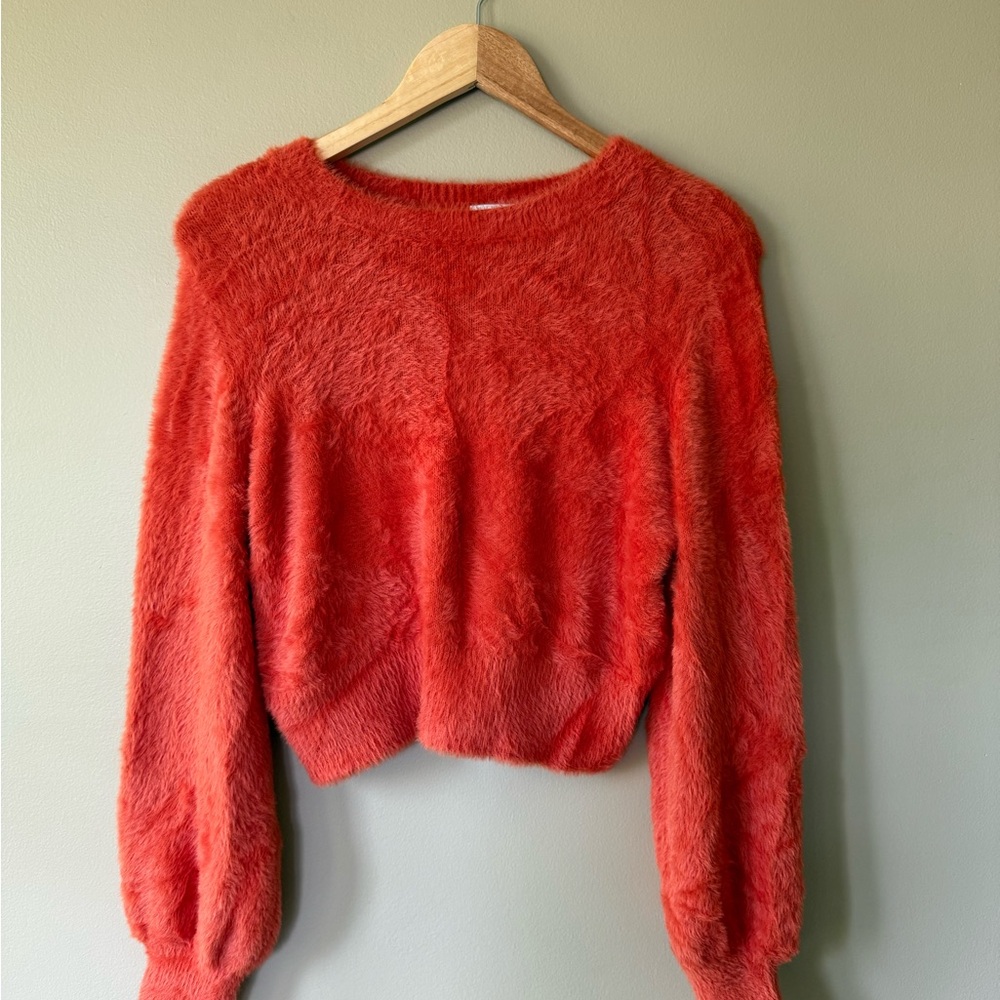 Sunday Best Fuzzy Red Crew Neck Sweater
